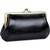 Karoukee Portafoglio in Pelle Cerosa Liscia per Cellulare, Portamonete Vintage da Donna, Grande Porta Carte di Credito con 12 Scomparti per Carte, Chiusura Clic-Clac in Oro