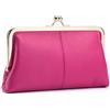 M.lemo925 Portafoglio da donna in vera pelle con chiusura a bacio, alla moda, con scomparti per carte di credito e chiusura a bacio, Rosa