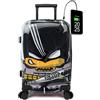 TOKYOTO - Valigia Da Cabina Divertente Per Ragazzi Bambini Bimbo Bimba Fans Dei Cartoni Animati Pop Art Comics Manga Bagaglio Mano USB 55x40x20 cm Trolley 55x35x20 Valigia Rigida Fantasia BATTY BOY