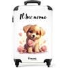 NoBoringSuitcases.com Valigia Bambini, Trolley Bambina, Valigia Per Bambini, Valigia Bambina Trolley, Valigia Ragazza, Trolley Bimba, Valigia Personalizzabile, 55x40x20 cm (Cane - Marrone-Bianco)