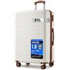 Shavont Valigia Grande Rigida in ABS, Trolley Leggero con 4 Ruote Doppie 360° Silenziose, Serratura Integrata, Valigia da Viaggio 76x50x29 cm (76 cm, Bianco Crema)