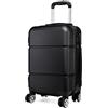 KONO Valigia 50.8 cm da Viaggio a Mano Trolley Bagaglio a Mano Valigie Guscio Rigido Borsa da Viaggio Leggera, Nero, S(55cm 33L)