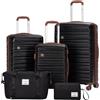 Travelhouse Ascona - Set di 5 bagagli, valigetta con ruote, policarbonato + custodia rigida ABS, borsa da viaggio e beauty case, set di bagagli a mano, Nero , Mittel bis groß, Set di valigie