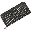 HIZEFSOO Portafogli da donna con teschio, grande capacità, pochette da donna con borchie punk gotico con catena a teschio portafoglio lungo borsa per carte di credito, nero, 8.26 x 3.93 x 0.98 inches