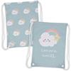 Wanapix | Sacca Bambino Personalizzata | Zaino con Nome | Impermeabile | Borsa Bambini Scuola/Asilo/Viaggi/Sport | Per lavatrice e asciugatrice | Nuvola | 27x33cm