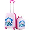 RELAX4LIFE 2 in 1 Set di Valigie Unicorno per Bambini, 2 Pezzi, Trolly+Zaino, con Ruote Girevoli, Maniglia Retrattile e Zaino con Piedini in Plastica (Modello 30)