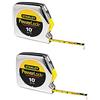 DEWALT Powerlock Tape Rule, 1/4 in. x 10 ft, Plastic Case, Chrome (Pack of 2)