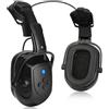 BJKing Paraorecchie con cappello rigido Bluetooth, NRR 28 dB regolabile con cappuccio e paraorecchie fissabile, nero