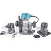 Extol Industrial - Fresatrice verticale multifunzione 710 W, 6/8 mm, regolazione del numero di giri, arresto parallelo, adattatore di aspirazione, piastre di base variabili