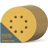 POWERTEC 44206G-50-P2, 15,2 cm x 8 fori, 60 grana, disco abrasivo Hook & Loop, 100 pezzi, oro