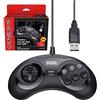 Retro-Bit Sega Genesis Controller USB 6 pulsanti Arcade Pad per Sega Genesis Mini, PS3, PC, Mac, Steam, Switch - Porta USB - (nero)
