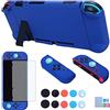 COMCOOL Custodia agganciabile per Nintendo Switch - COMCOOL 3 in 1 custodia protettiva per Nintendo Switch e controller Joy-Con con pellicola protettiva e impugnature per pollice, blu scuro