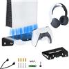 Generico Staffa di montaggio a parete console per PS5 Slim, console di gioco supporto di stoccaggio a parete supporto stand controller supporto cuffie gancio staffa da parete