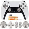 TOMSIN Kit di ricambio per pulsanti in metallo per controller PS5 - thumbsticks in alluminio & O X Square Triangle & Dpad pulsanti accessori compatibili con controller Dualsense (argento)