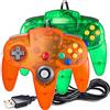 miadore Classic N64 - Controller N64 con cavo USB, per PC Windows, Mac, Linux, Raspberry Pi 3, colore: verde/arancione, confezione da 2