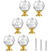 ShipeeKin 6x Cristallo Trasparente Rotondo Armadio Maniglia Della Porta Cassetto Forma di Palla con Base in Oro Tirare Pomello Maniglie A Forma di Diamante per Cucina Armadio Comò Bagno ect