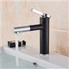 GVEXLUOQ Rubinetto for lavabo cromato nero Miscelatore for lavabo con bocca girevole da piano Miscelatore for lavabo monocomando Rubinetto for acqua calda fredda Rubinetto a un foro (Color : Black Chrome Shor