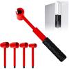 Iouyjiu Door Hinge Adjuster, Gap Adjustment Spanner, 4-In-1 Multifunction Tool, Heavy-Duty Steel, Ergonomic Handle, Home Garage Office Use for Quick Door Adjustments, 2.5cm Red Black