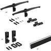 Emuca - Kit di 4 set di supporti per ripiani in legno, 1 set di supporti per barra e una barra appendiabiti da 1 m, Zamak, Nero testurizzato.