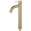 SPORTARC Rubinetto singolo per lavabo, rubinetto freddo in acciaio inox spazzolato dorato 23-28 mm, fori di montaggio per lavabo del bagno (L)