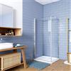 GENERIC 197cm Box Doccia Angolare Porta Battente con Parete Fissa 70x70cm in Vetro Temperato Trasparente 6 mm Anticalcare con Barra Stabilizzatrice 90 cm Cromo Lucido
