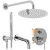 Rea - Lungo Set Vasca Doccia Incasso Cromo + Box Sistema Doccia In Ottone Per Bagno (Cromo) 38,5x16x9cm