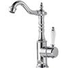 LAKKOAKOAA Rubinetto Lavabo Rubinetto Bagno Stile Anticato Vintage Ottone Monocomando Miscelatore Bagno Girevole A 360°, Miscelatore Lavabo, Cromo, Argento