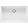 PRIMAGRAN Lavello da Cucina Bianco 76x47cm, Lavandino in Granito a 1 vasca + Sifone Classico, Lavabo da Cucina Incasso al Mobile 80cm - London Slim S478