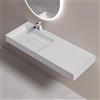 doporro Lavabo Bagno Sospeso 120 cm Rettangolare in Resina Bianco Opaco con Vasca Integrata a Sinistra e Piletta Inclusa - Colossum630