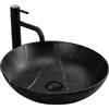 Rea - Lavabo Da Appoggio Fibo Nero Opaco Lavandino Bagno 405 X 405 X 120 mm Ceramica (Nero Opaco)