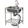 MiaJJooLi Lavandini da esterno autoportanti in acciaio inox 304, con tubi dell'acqua calda fredda, rubinetto, per cucina, ristorante, fattoria, lavanderia, catering, 72 cm