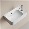 EMKE Lavabo Sospeso 450 x 265 x 155 mm - Lavabo Compatto ed Elegante per Piccoli Bagni e WC Ospiti -Rubinetto a Destr, Installazione a Parete, Bianco Lucido