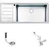 Fhuller Lavello Cucina da incasso FHULLER Sopratop -Vascha Saldata h.21,5 Acciaio 10/10 Spazzolato 116X50 1 Vasca Destra Maxi e Gocciolatoio Sinistro, Completo Sifone e Piletta, BORDO slim 4 mm, Made in Italy