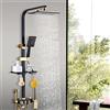 NeNchengLi Set Doccia a Pioggia, Soffione Doccia Nero + Oro Sistema Doccia con Termostato Acciaio Inossidabile Set Doccia con Quattro Soffioni Doccia e 3 Modalità di Scarico dell'acqua Alta 75-120 cm