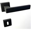 effedielle MANIGLIA PER PORTA IN MARITECH, COMPLETA PER UNA PORTA DENTRO+FUORI, ROSETTA QUADRA mm45X45 CON MOLLA DI RITORNO (QUADRA FORO PATENT, Moderno, NERO OPACO)