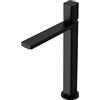 doporro Miscelatore Monocomando Alto per Lavabo Bagno Senza Leva, Rubinetto con Flessibili Acqua Calda Fredda in Ottone Nero Opaco H 30,9 cm WAO-7901