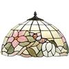 Perenz Paralume Tiffany Ambra Con Fiori Rosa 145 Vetri Originali Tiffany Lavorati A Mano - Misure Ø 40 Cm - Paralume Modello Perenz T616