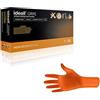 MERCATORMEDICAL GUANTI IN NITRILE PROTETTIVI IDEALL® GRIP+ COLORE ARANCIONE - TAGLIA M - CONFEZIONE 50 PEZZI
