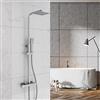 AICA ITALY SRL AICAIT Kit Saliscendi Doccia con Soffione in Acciaio Inox, Doccia Soffione con Ugelli in Silicone Anticalcare, Set Doccia con Rubinetto Termostatico, Altezza Regolabile 80-120cm