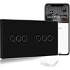 BSEED Smart ZigBee Doppio interruttore della luce, WiFi Touch, supporto Alexa, 3 vie, compatibile con Tuya/Google (Hub ZigBee, non neutro) nero