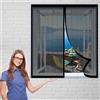 GUOGAI Zanzariera Magnetica Finestra 90 x 90 cm Chiude da Sola Zanzariera a Strisce Aria Fresca in & Keep Bugs Out per Finestre di Diverse Dimensioni, Nero