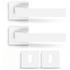 DACAN PROTECTION Maniglie Porte Interne con Rosetta 50 mm, Coppia Maniglia Porta Interna Design Moderno, Set Completo per Porte Legno, Installazione Facile (Bianco)