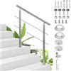 Sonnewelt - Corrimano in acciaio inox, ringhiera da 100 cm con 2 traverse per interni ed esterni, ringhiera di ingresso di alta qualità per balcone, scala e parapetto