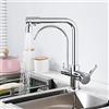 Generic Rubinetto da cucina 4 in 1 con filtro per l'acqua potabile in ottone massiccio a doppia maniglia bocca girevole a 360° finitura cromata perfetto per sistemi di filtrazione Rubinetto da cucina