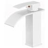 Generico Rubinetto Bagno Lavabo Miscelatore Lavabo Rubinetto per Lavabo Rubinetti Miscelatori Cascata Bocca Larga Monocomando Rubinetto Lavabo Caldo E Freddo in Ottone Bianco Corto Lavabo Rubinetti Bagno