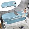 YRHome Vasca da bagno pieghevole per adulti, XL, 128 x 60 x 53 cm, portatile, pieghevole, pieghevole, vasca da bagno pieghevole con copertura, cuscino, rulli massaggianti per piccoli bagni, doccia