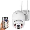 VIDOELETTRONICA® PTZ Telecamera di Sorveglianza Videocamere WIFI Esterno, 1080P IP Cam Senza Fili 355° /90°, 40M Visione Notturna, Audio a 2 Vie, Motion Detection, Messaggio Push