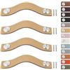 LEREATI 4 Pezzi Maniglie per Mobili in Ecopelle, Maniglie Armadio in Cuoio Pomello in Pelle, Pomelli per Cassetti, Porte, Mobili, Cucina (per Distanza dei Fori 96mm, Argento + Beige)