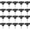 QUARKZMAN 20 Pezzi Manopole ad Ala M6 x 20mm Filettatura Maschio Plastica Manopole a T Manopole Filettate Maniglie di Serraggio a Mano Vite a Pollice, Nero