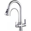 XJTNLB Rubinetto 3 Vie Cucina con Doccetta Estraibile Cromato 2 Modalità Collo di Cigno Rubinetto Depuratore Acqua
